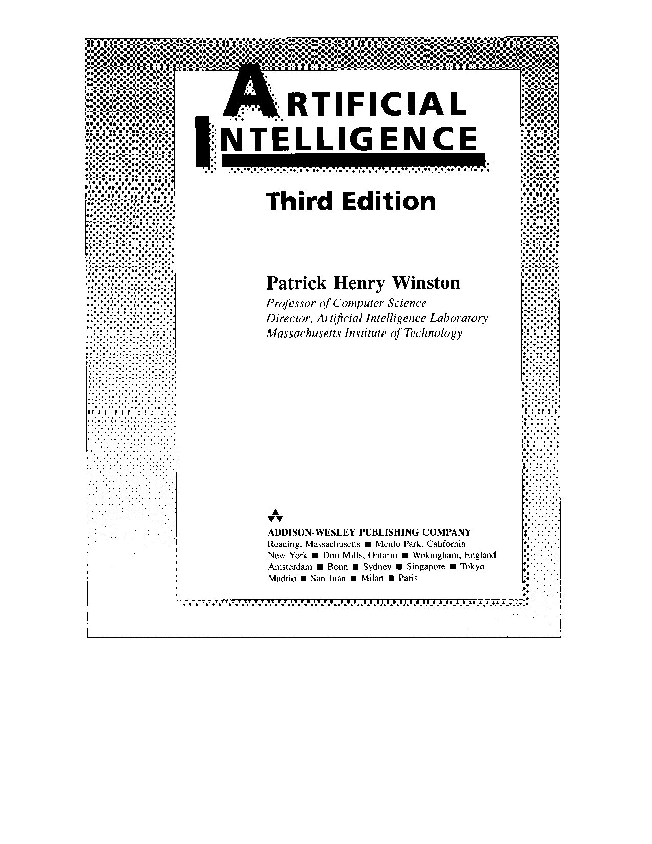 Artificial Intelligence by Patrick Henry Winston, 3rd Edition