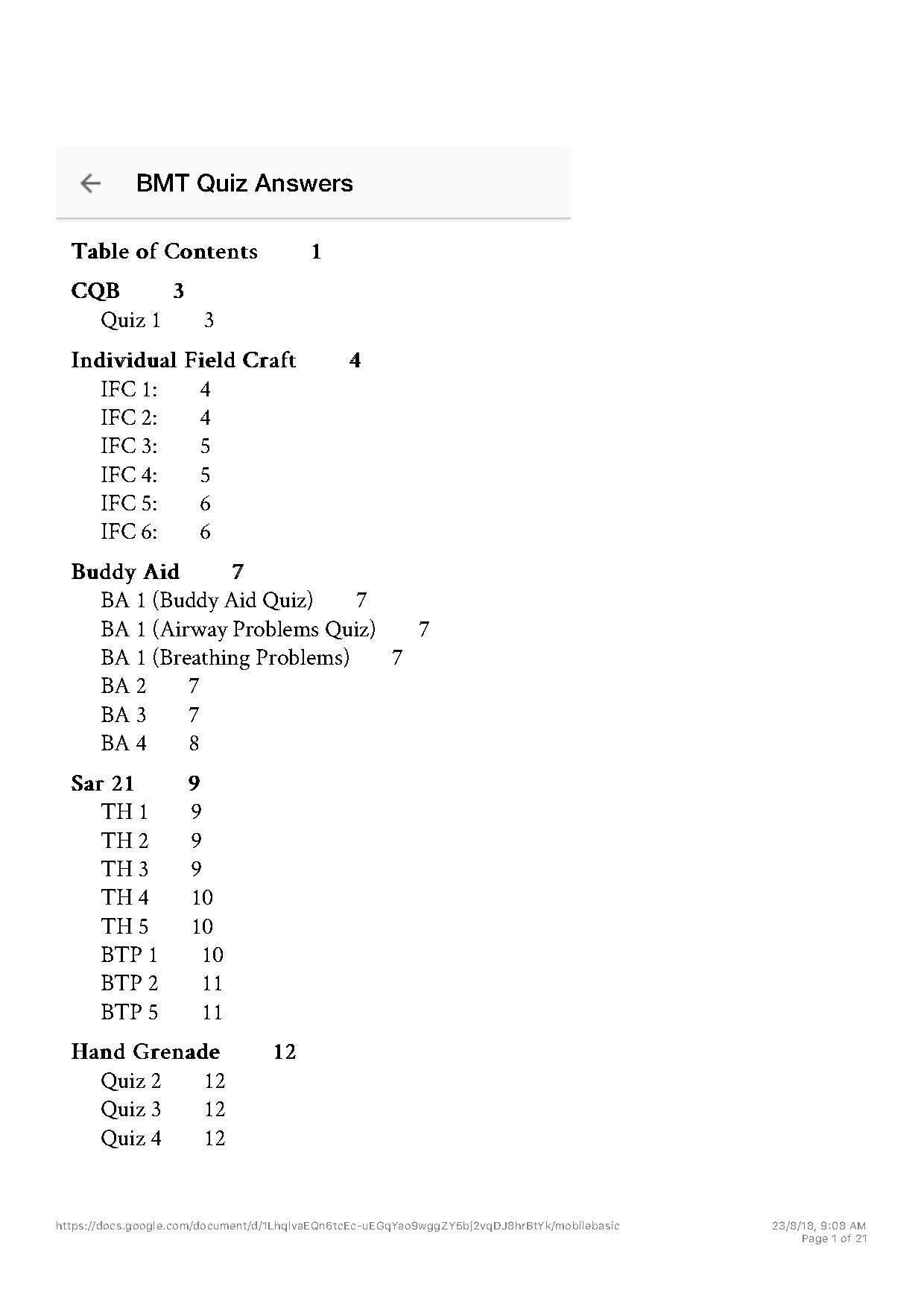 BMT Quiz Answers and Study Guide for Military Training