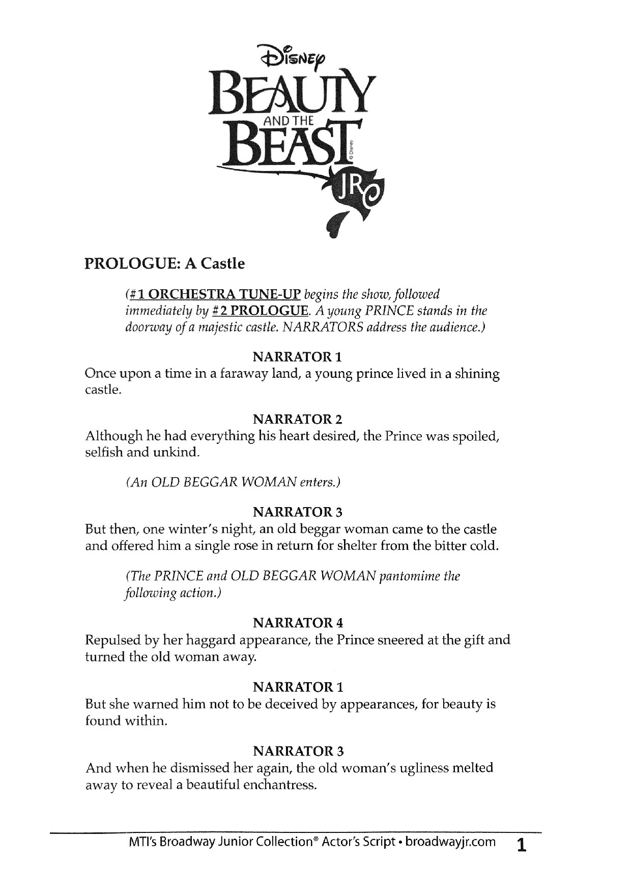 Beauty and the Beast JR Script Part 1