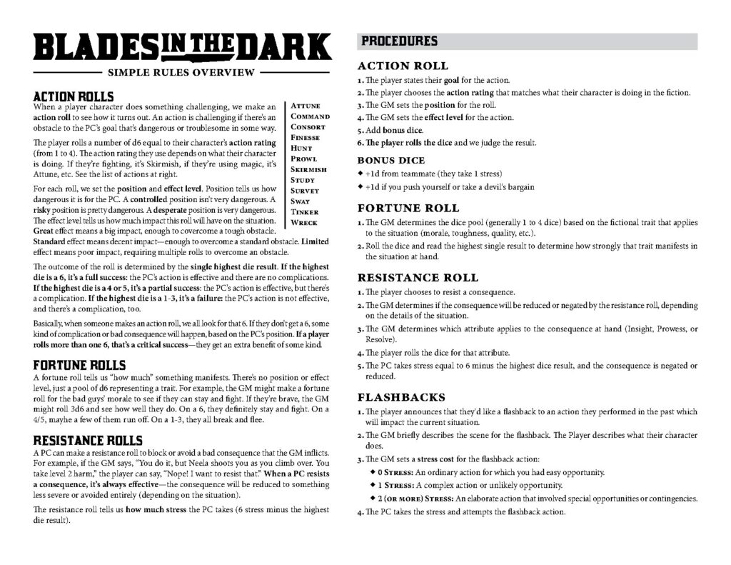 Blades in the Dark Player Kit Version 8