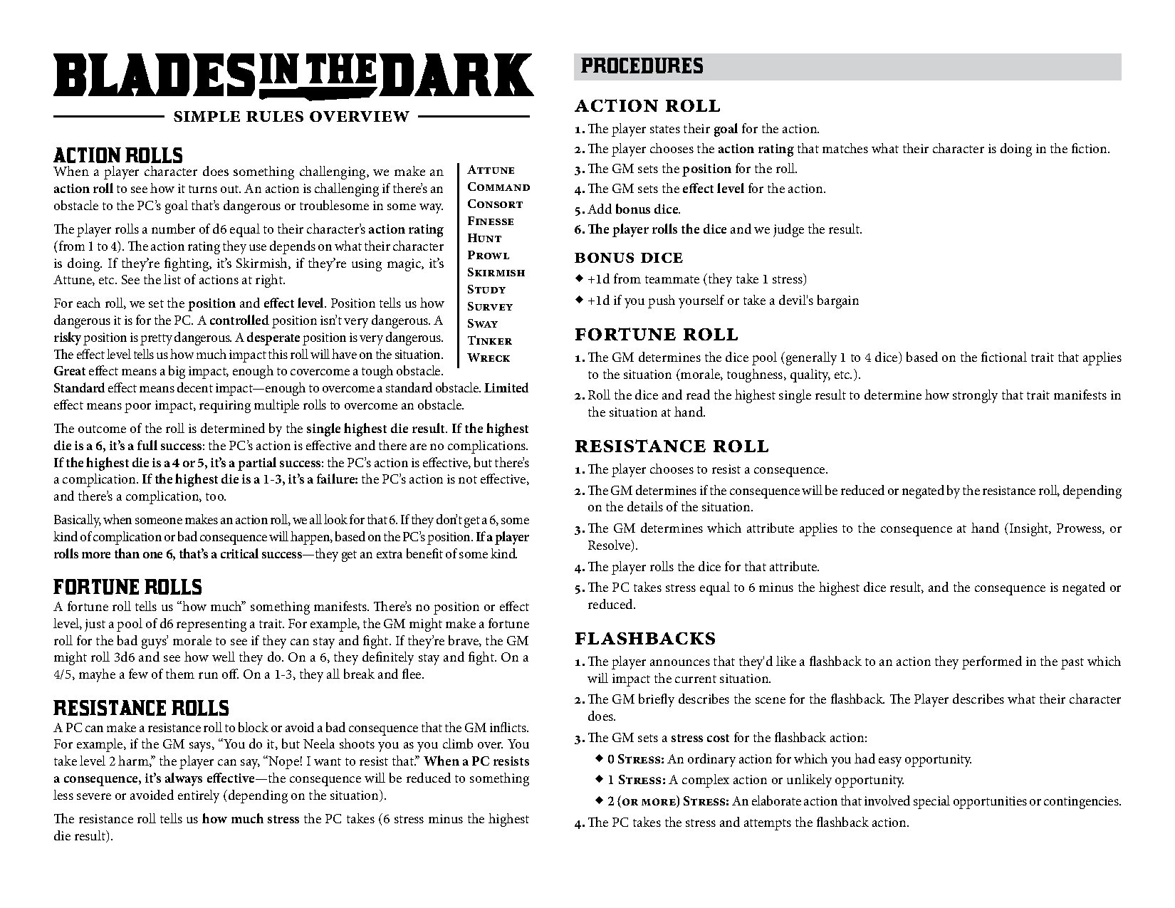 Blades in the Dark Player Kit Version 8