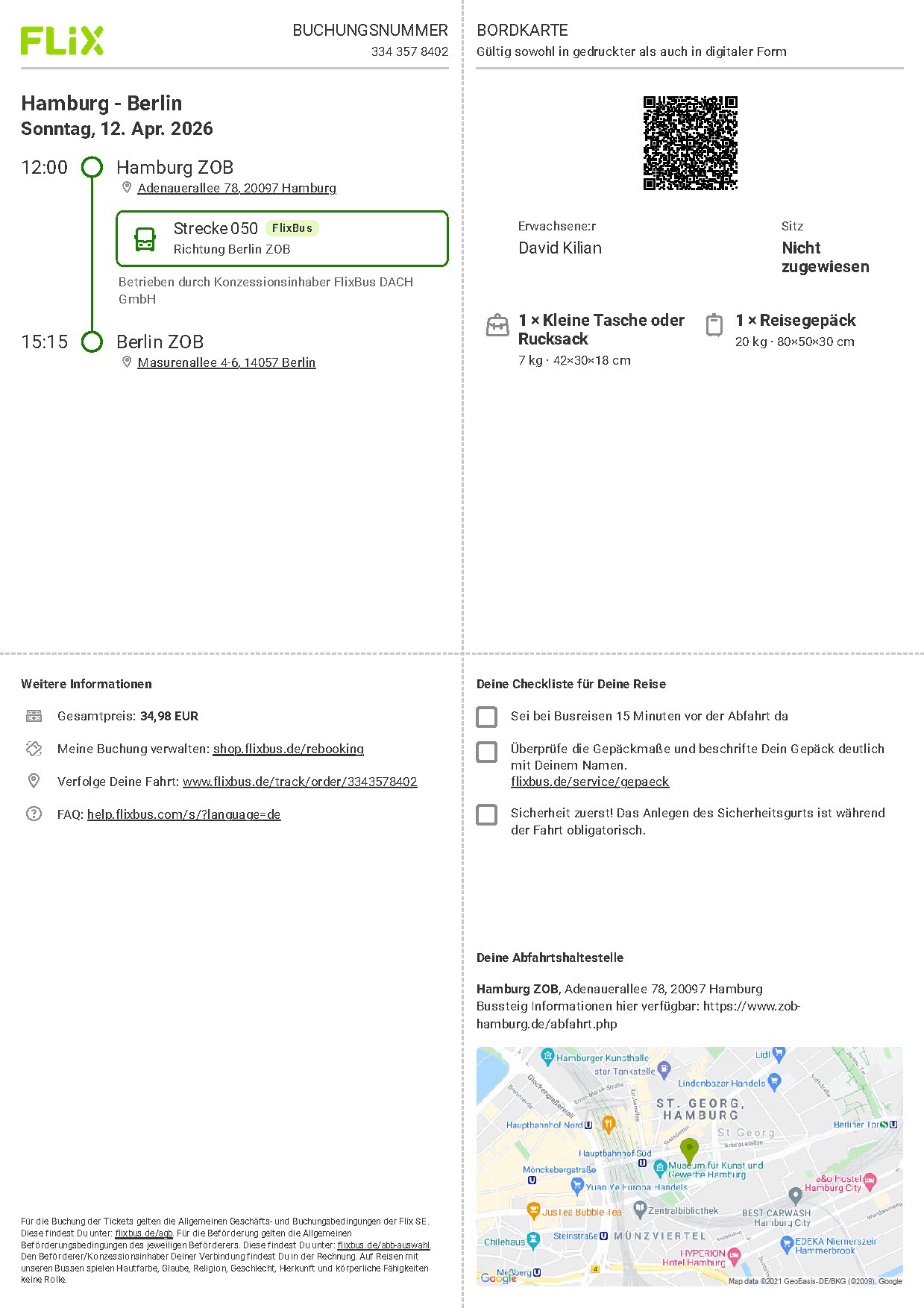 Boarding Pass from Hamburg to Berlin on April 12, 2026