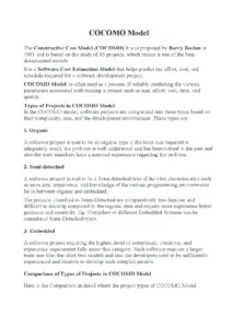 COCOMO Model Notes for Software Cost Estimation