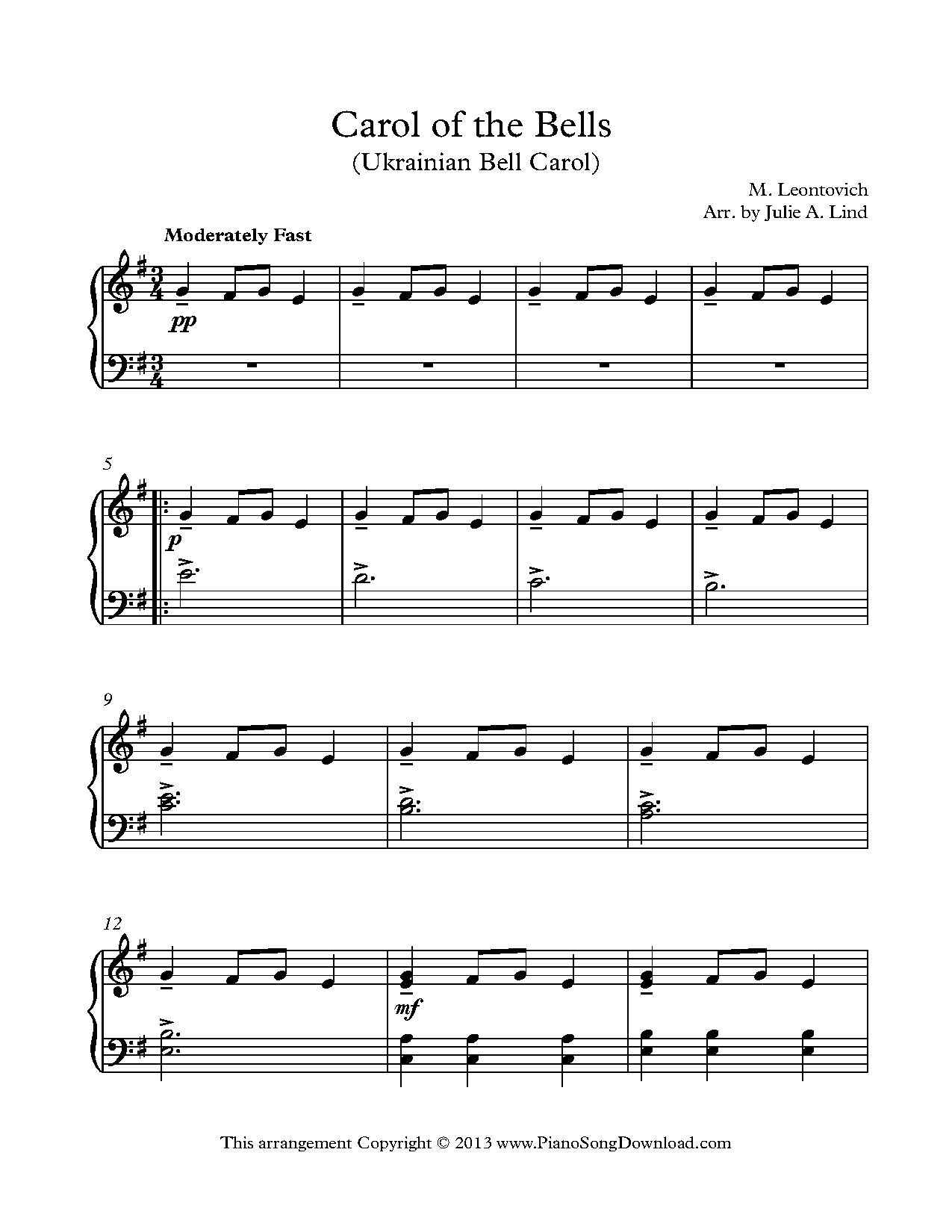 Carol of the Bells by Mykola Leontovych Arrangement