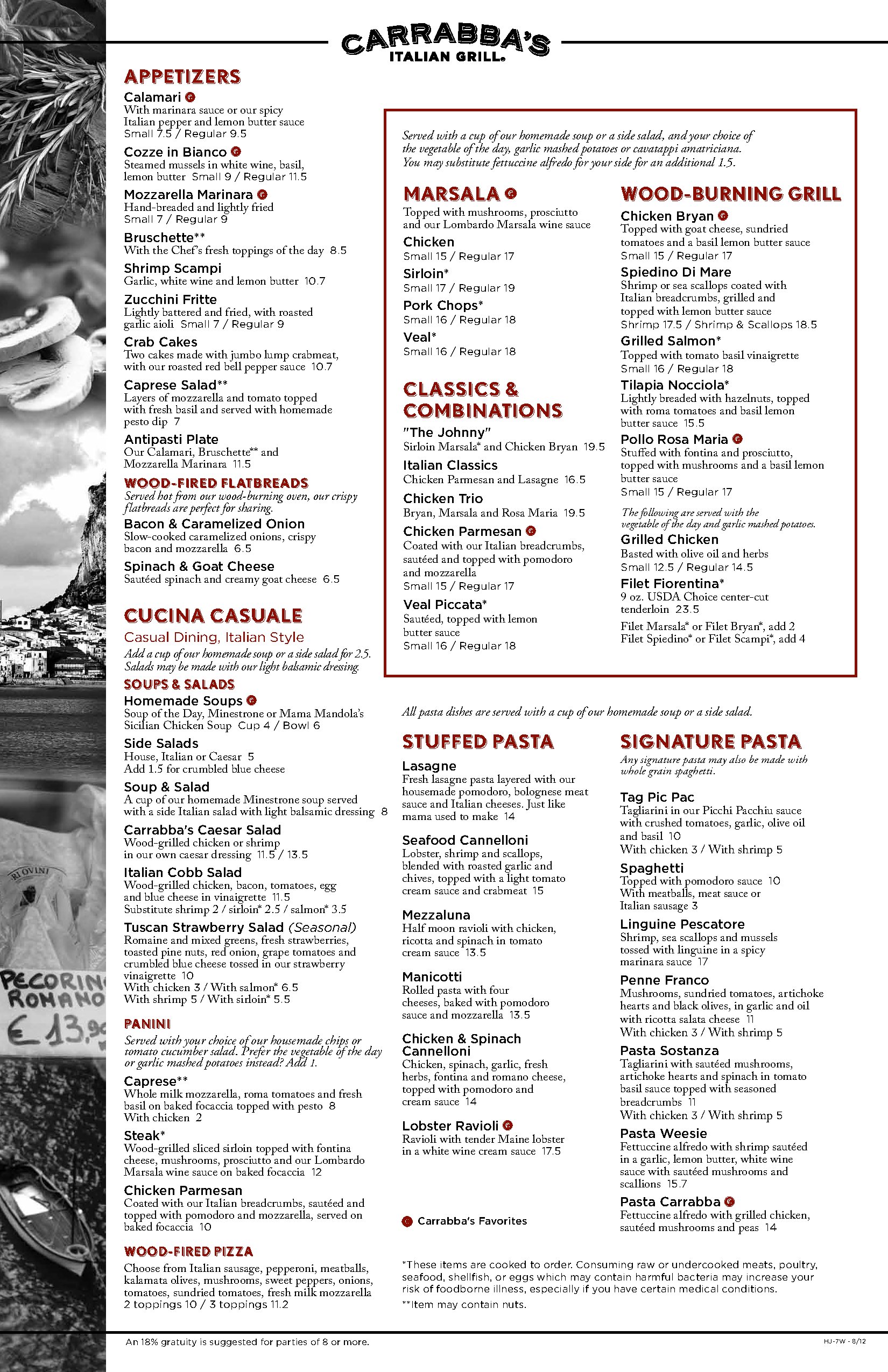 Carrabba’s Italian Grill Menu and Pricing Details