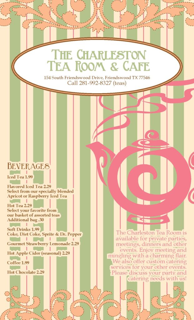 Charleston Tea Room Menu and Catering Services
