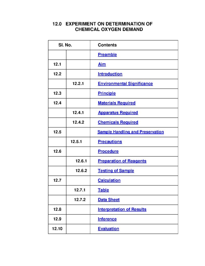 Chemical Oxygen Demand Determination Procedure