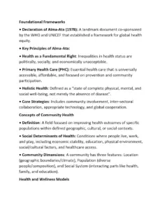 Community Health: Frameworks and Concepts