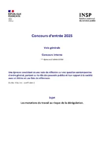 Concours d'entrée 2025 Question Contemporaine