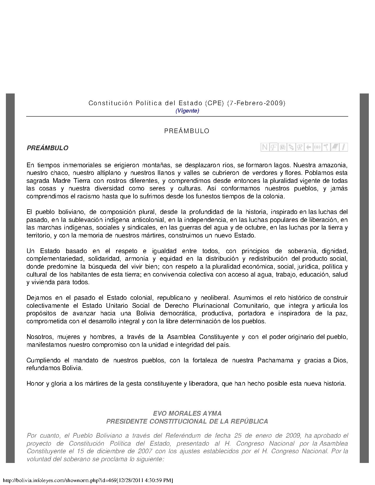Constitución Política del Estado Plurinacional de Bolivia