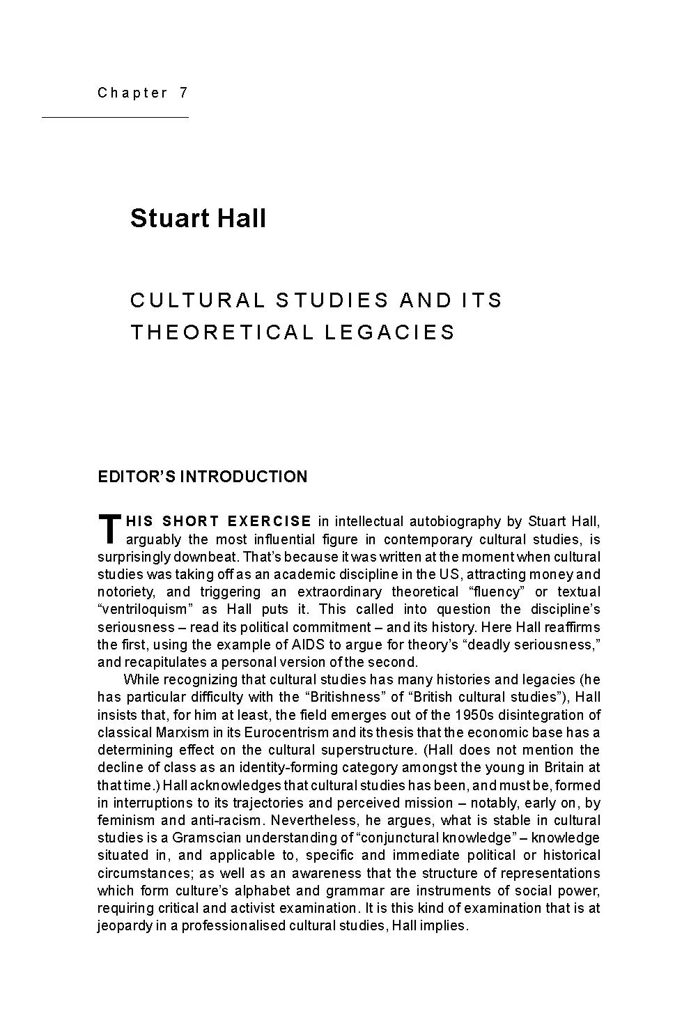 Cultural Studies and Its Theoretical Legacies by Stuart Hall
