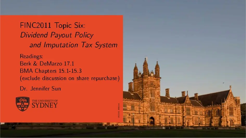 Dividend Payout Policy and Imputation Tax System
