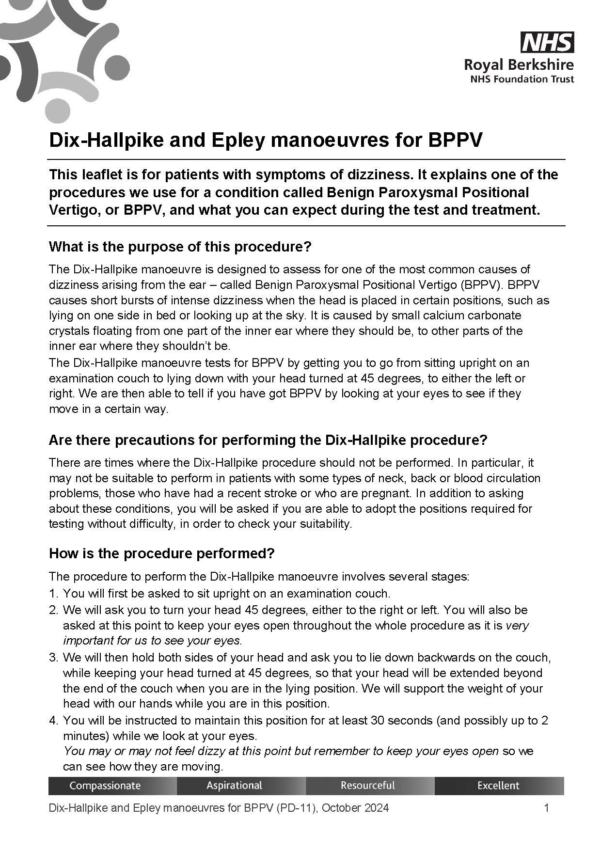 Dix-Hallpike and Epley Manoeuvres for BPPV October 2024