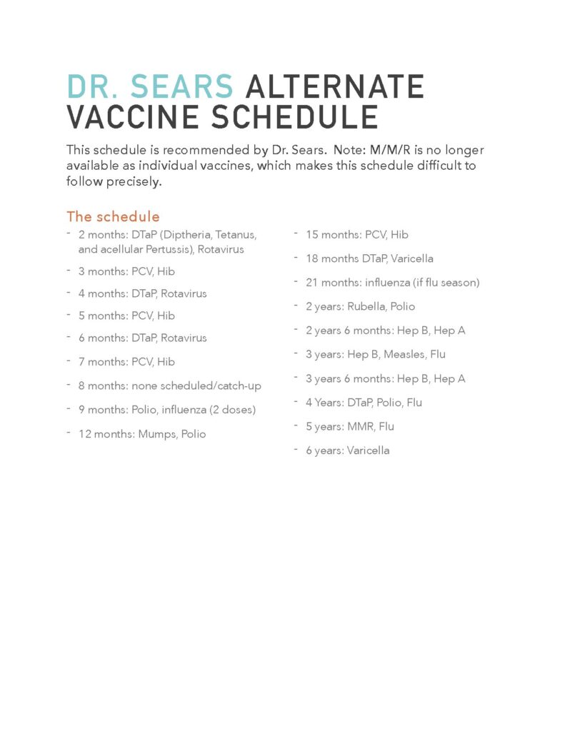 Dr. Sears Alternate Vaccine Schedule for Children