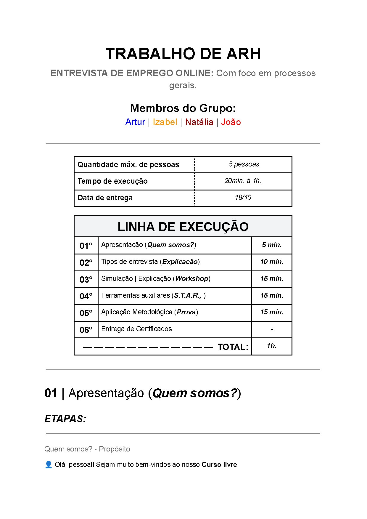 Entrevista de Emprego Online: Treinamento em ARH