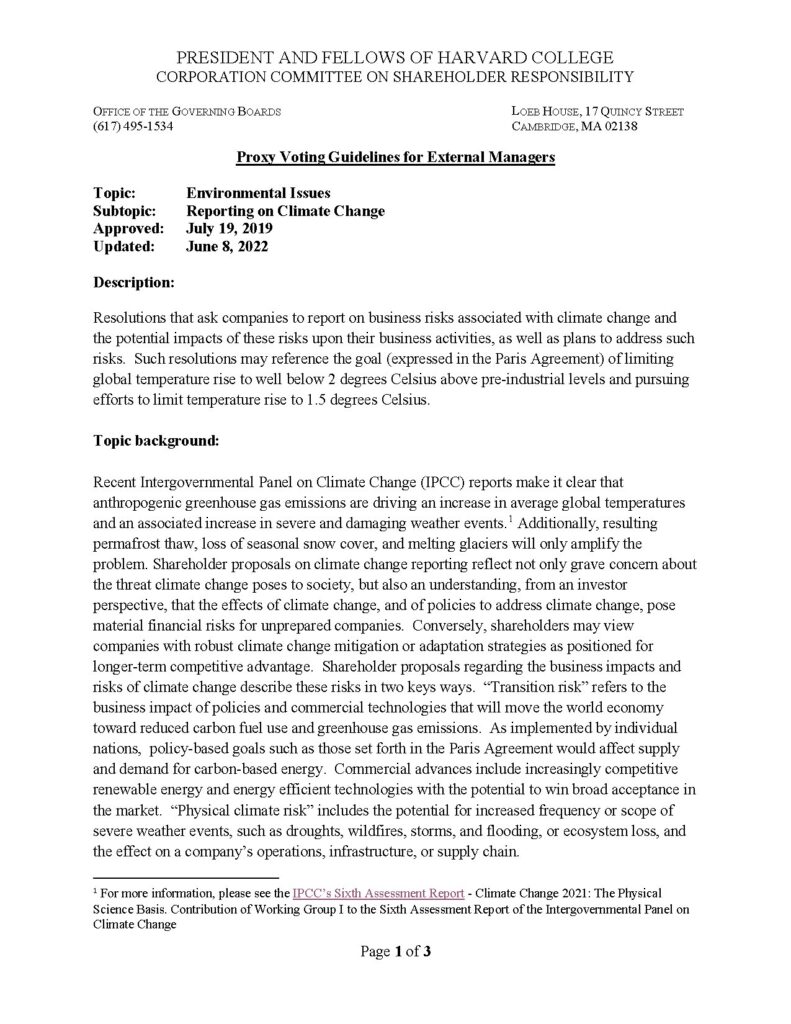Environmental Issues Reporting on Climate Change 2022