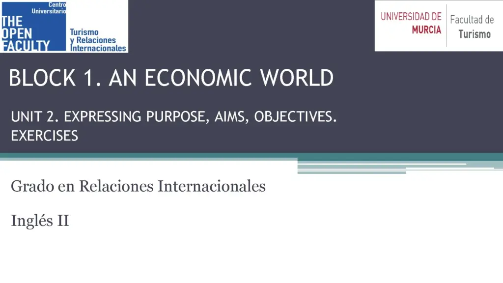 Expressing Purpose Exercises for International Relations