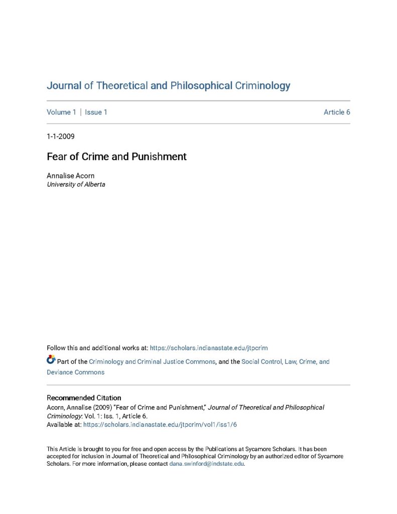 Fear of Crime and Punishment by Annalise Acorn