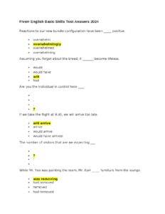 Fiverr English Test Answers 2024