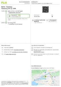 FlixBus Boarding Pass Berlin to Hamburg 2026