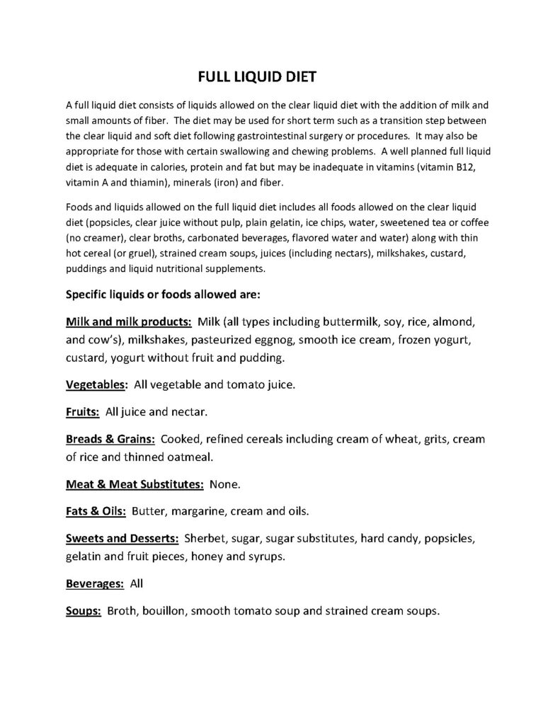 Full Liquid Diet Guidelines and Allowed Foods