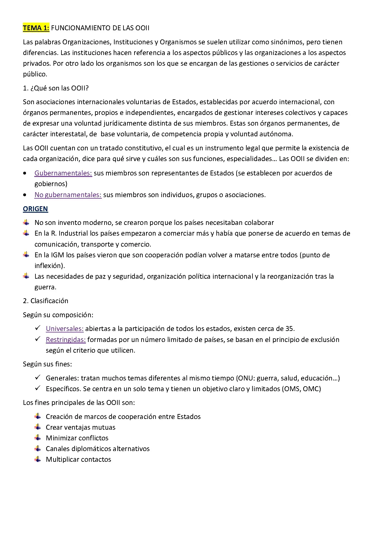 Funcionamiento de las Organizaciones Internacionales
