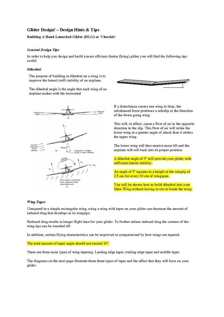 Glider Design Tips for Hand Launched Gliders