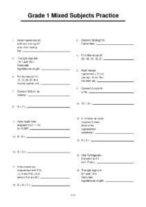 Grade 1 Mixed Subjects Practice Exercises