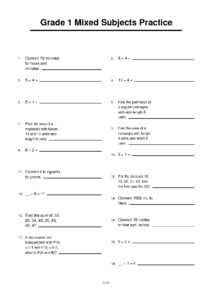 Grade 1 Mixed Subjects Practice Workbook