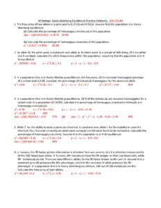 Hardy-Weinberg Equilibrium Practice Problems Solutions