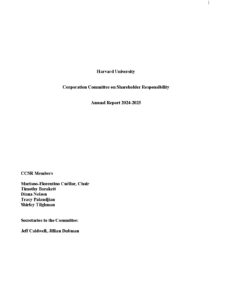Harvard CCSR Annual Report 2024-2025 Overview