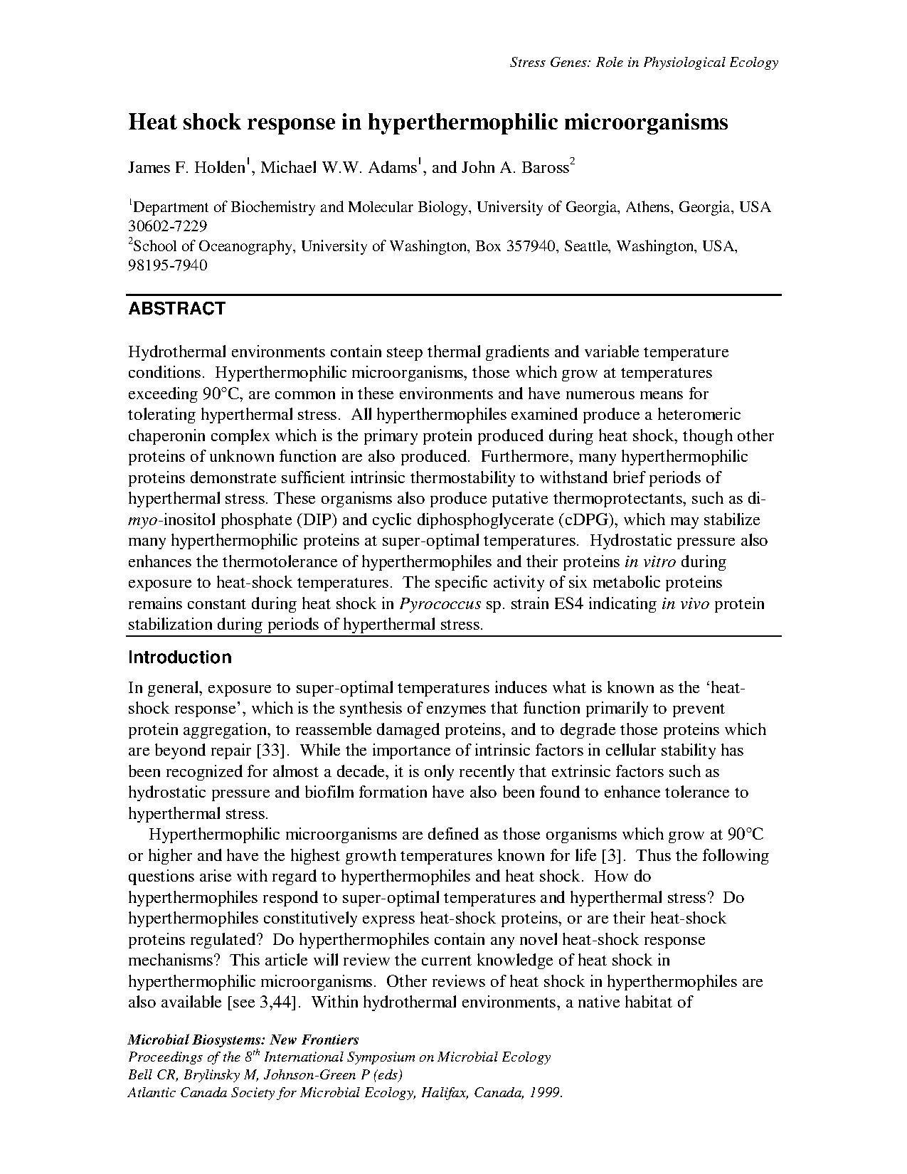 Heat Shock Response in Hyperthermophilic Microorganisms