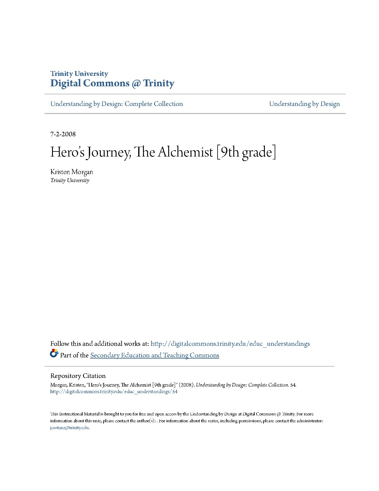 Hero’s Journey in The Alchemist for 9th Grade Students