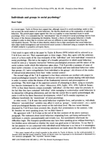 Individuals and Groups in Social Psychology by Henri Tajfel