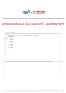 JEE Mains Session 1 January 2026 Shift 1 Question Paper