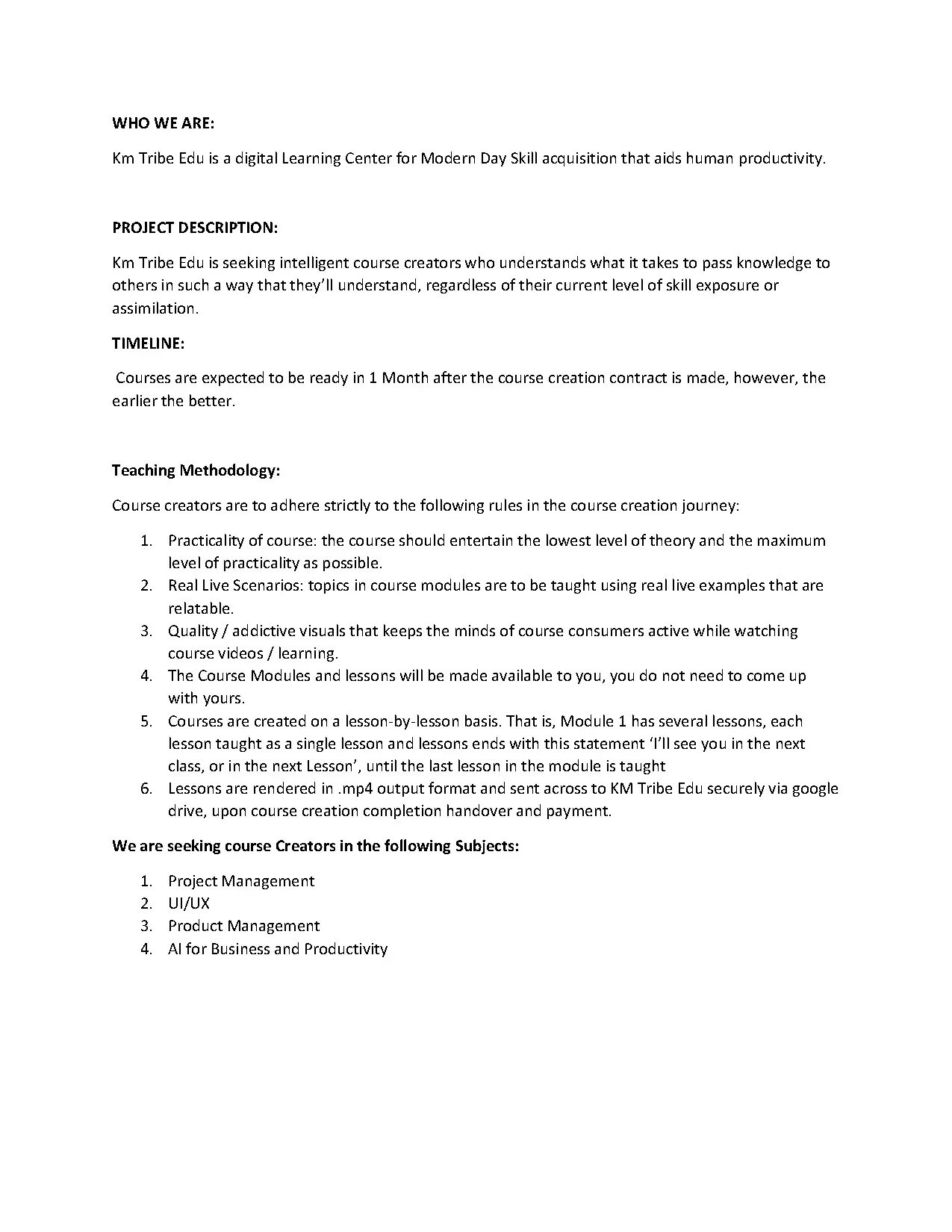 Km Tribe Edu Course Creator Requirements