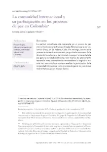 La Comunidad Internacional y su Participación en Procesos de Paz