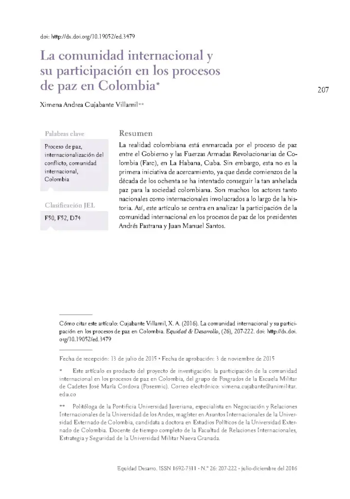 La Comunidad Internacional y su Participación en Procesos de Paz
