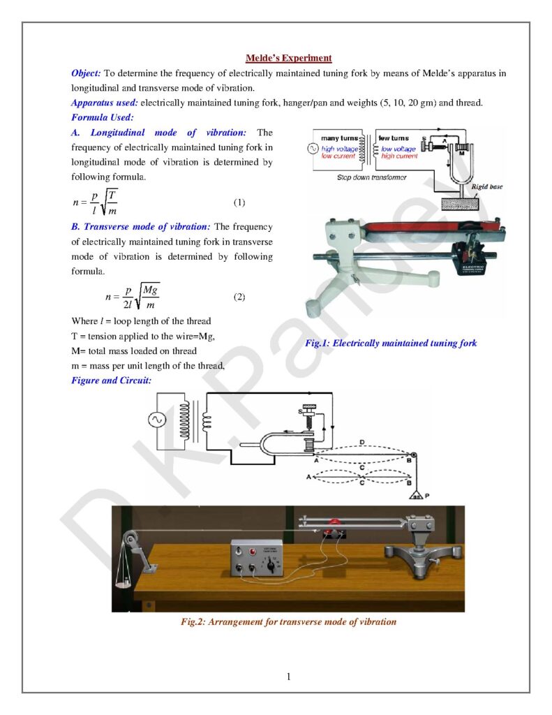 Melde's Experiment on Tuning Fork Frequencies