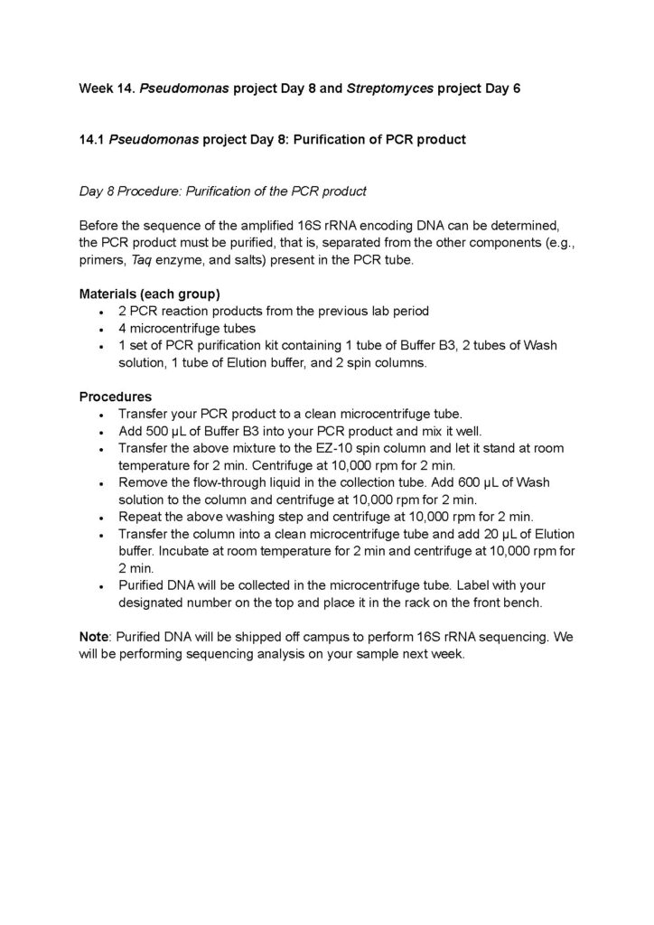 Microbiology Lab Procedures for Week 14
