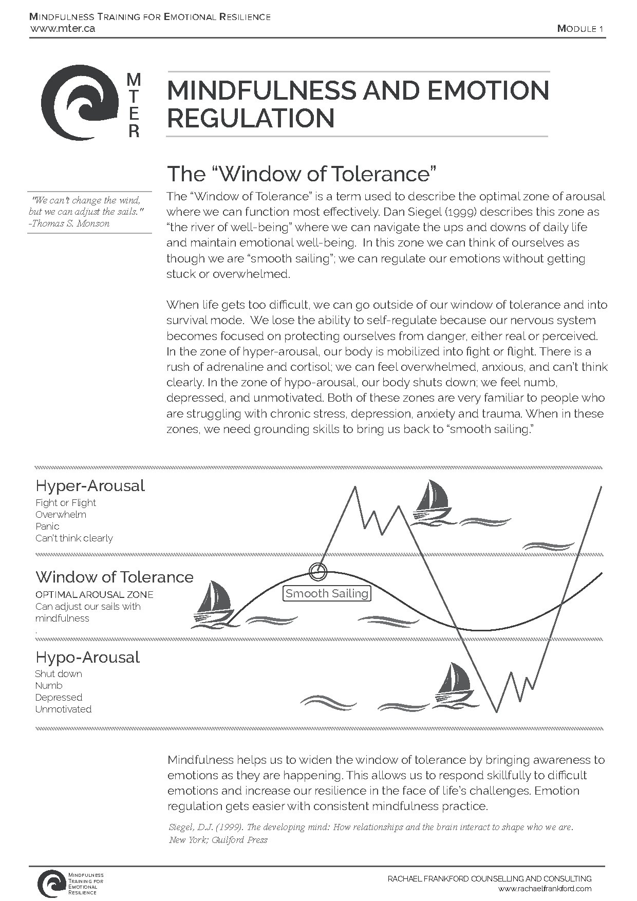 Mindfulness and Emotion Regulation: The Window of Tolerance