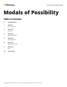 Modals of Possibility Grammar Practice Worksheets