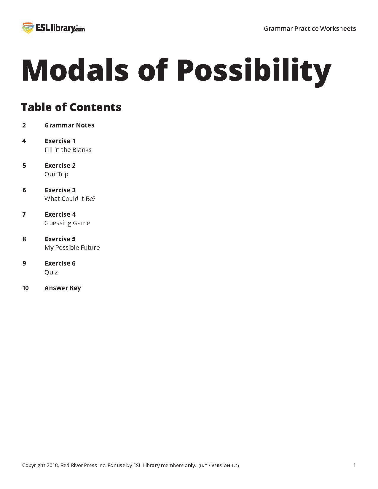 Modals of Possibility Grammar Practice Worksheets