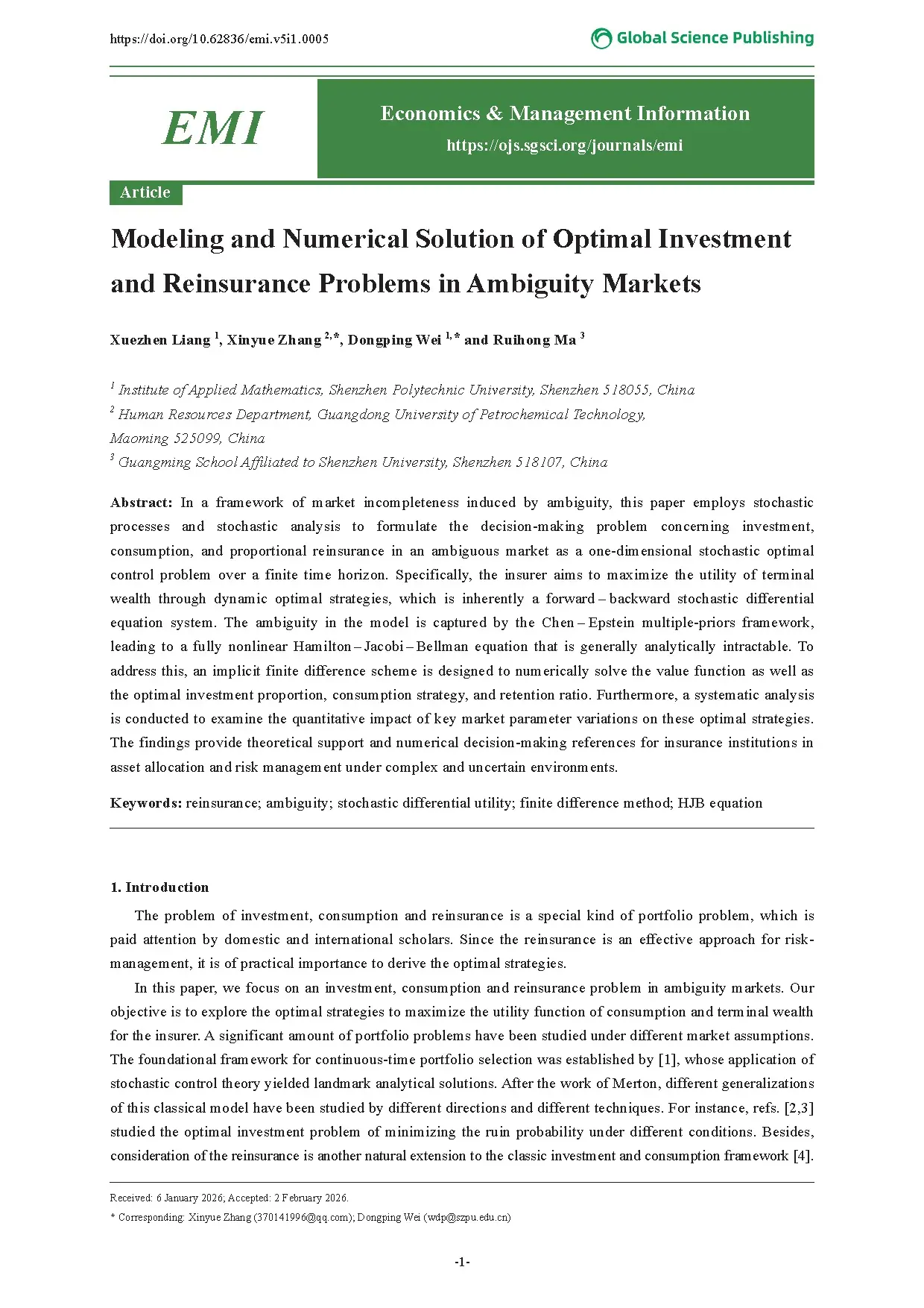 Modeling Optimal Investment and Reinsurance in Ambiguity Markets
