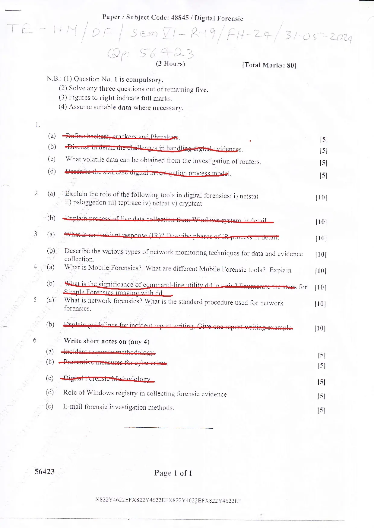 Mumbai University Digital Forensics Honours Exam May 2024