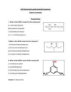 Organic Chemistry ACS Sample Questions