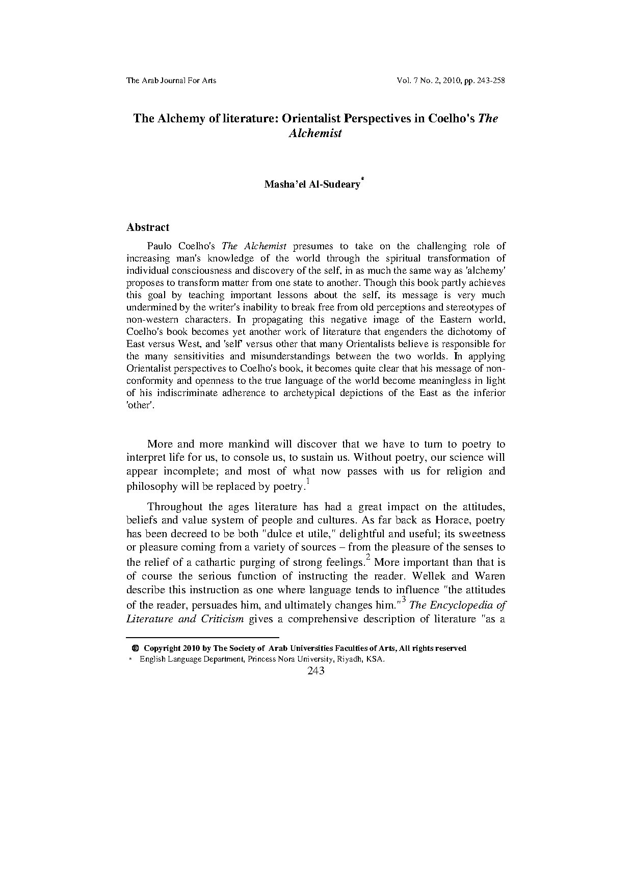 Orientalist Perspectives in Coelho’s The Alchemist