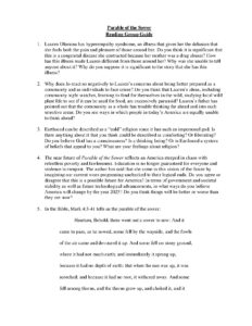 Parable of the Sower Reading Group Guide