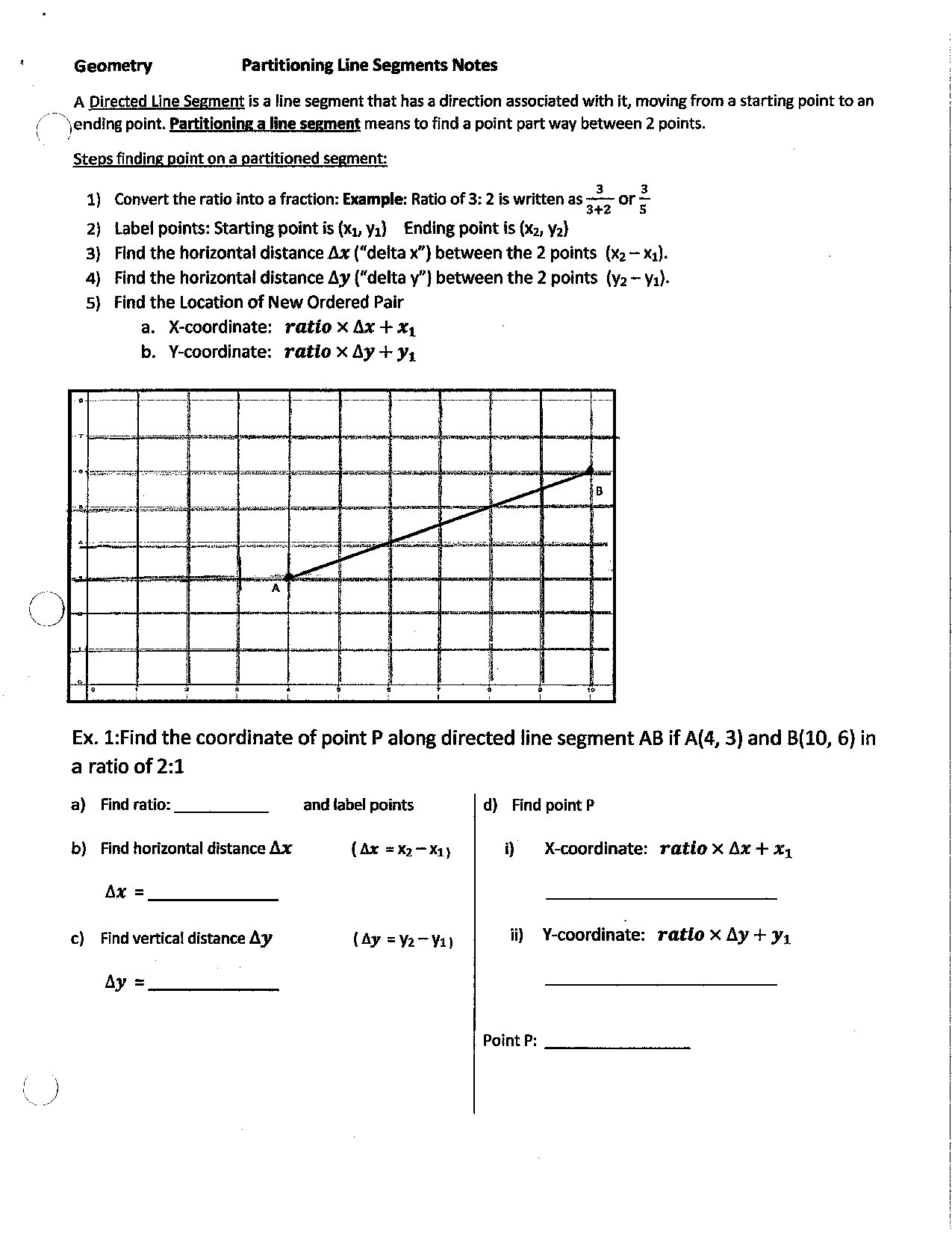 Partitioning Line Segments Notes for Geometry Students