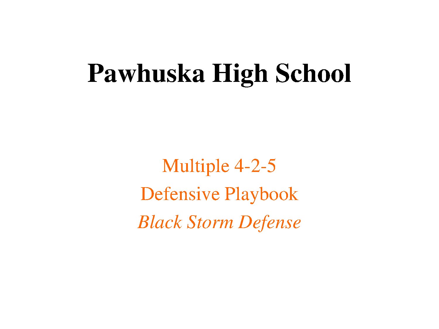 Pawhuska High School 4-2-5 Defensive Playbook